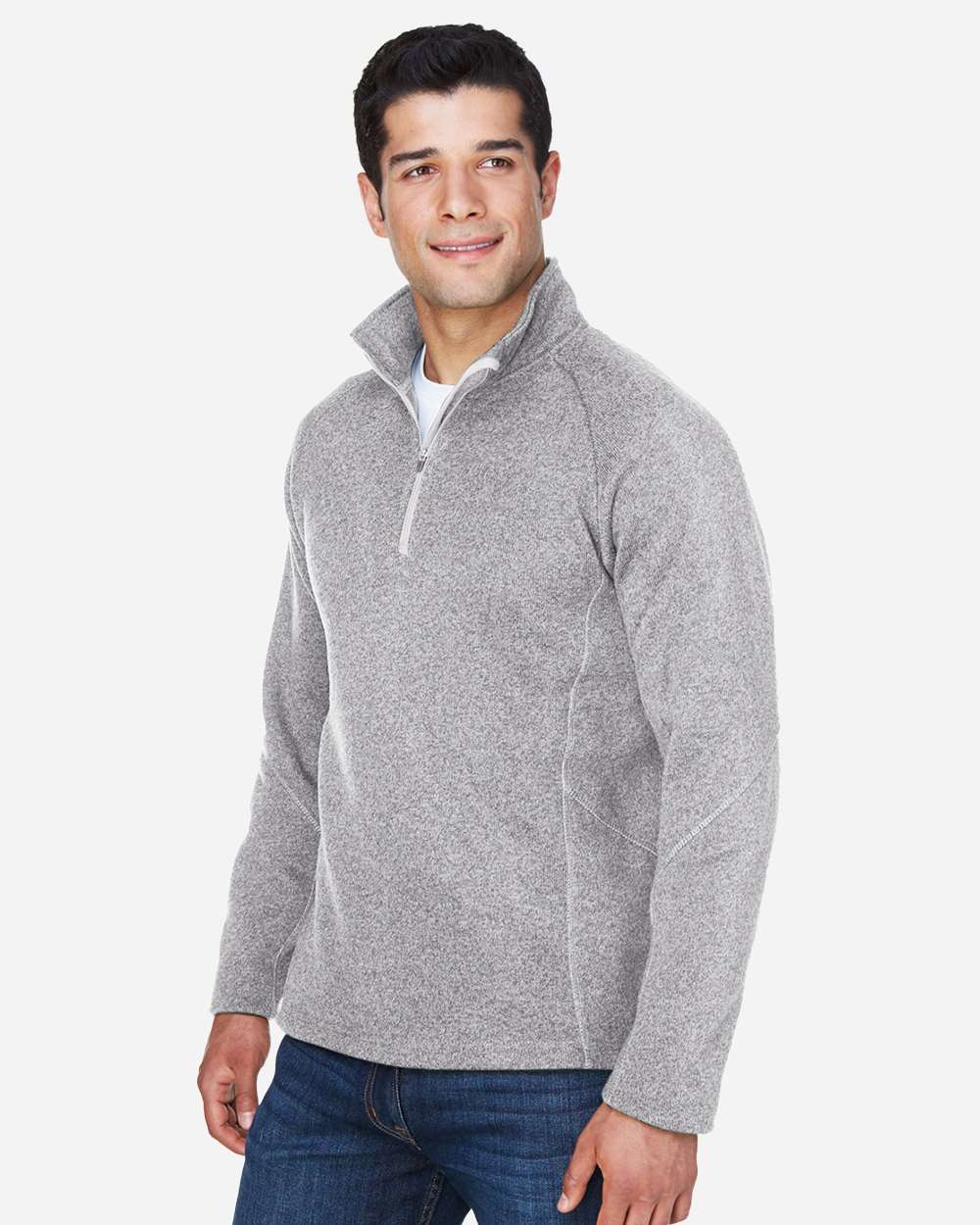 Devon & Jones Unisex Bristol Sweater Fleece Quarter-Zip Pullover - DG792 Grey Heather