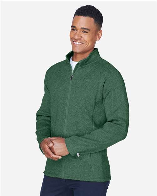 Devon & Jones Men's Bristol Full-Zip Sweater Fleece Jacket - DG793 Forest Heather
