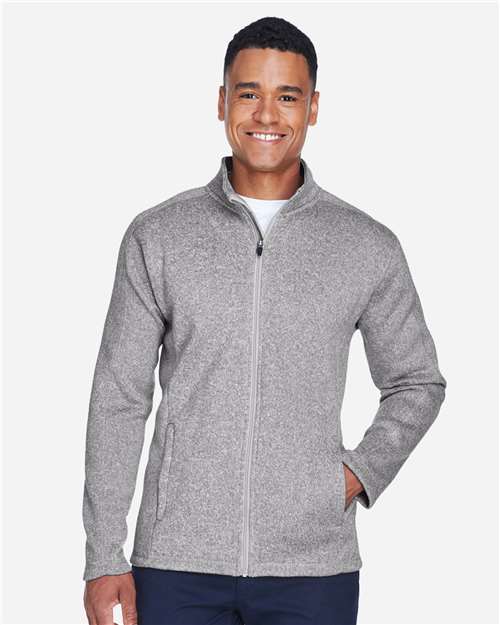 Devon & Jones Men's Bristol Full-Zip Sweater Fleece Jacket - DG793 Grey Heather