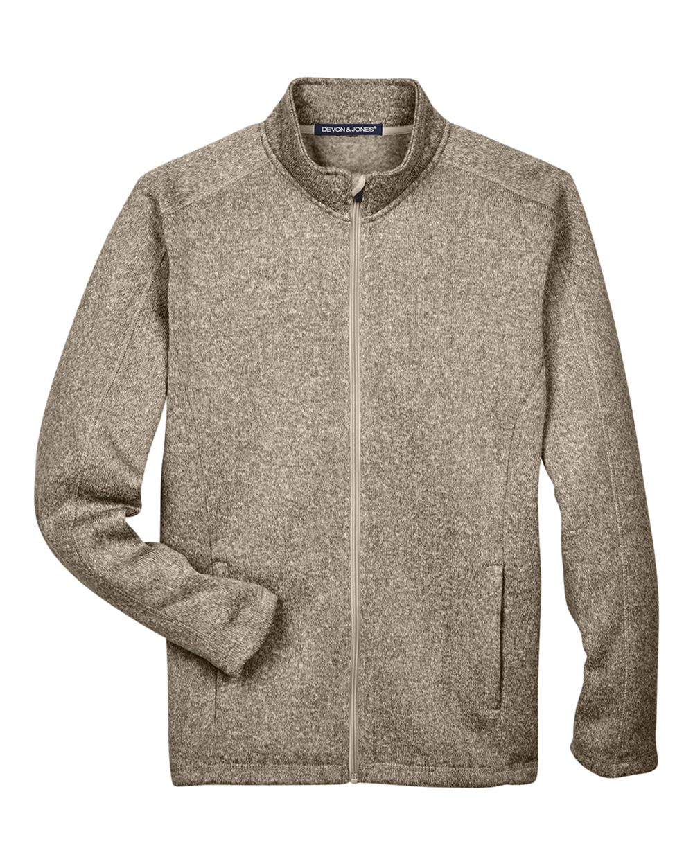 Devon & Jones Men's Bristol Full-Zip Sweater Fleece Jacket - DG793 Khaki Heather