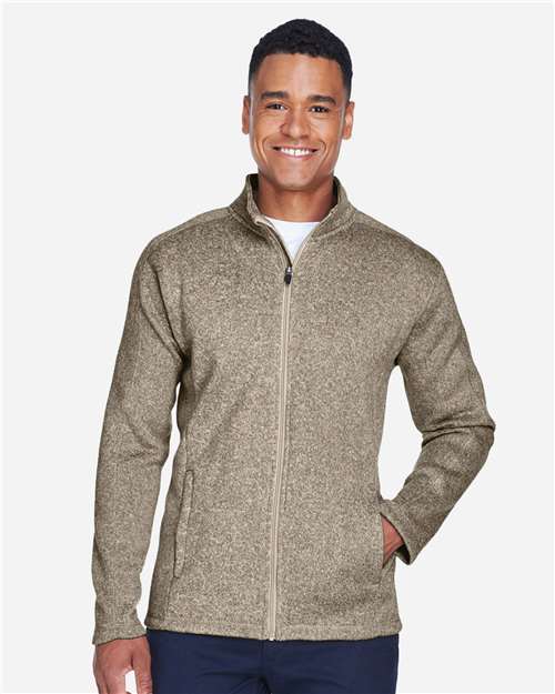 Devon & Jones Men's Bristol Full-Zip Sweater Fleece Jacket - DG793 Khaki Heather