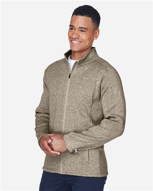 Devon & Jones Men's Bristol Full-Zip Sweater Fleece Jacket - DG793 Khaki Heather