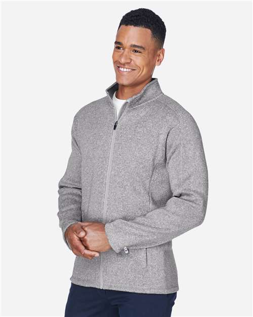 Devon & Jones Men's Bristol Full-Zip Sweater Fleece Jacket - DG793 Grey Heather