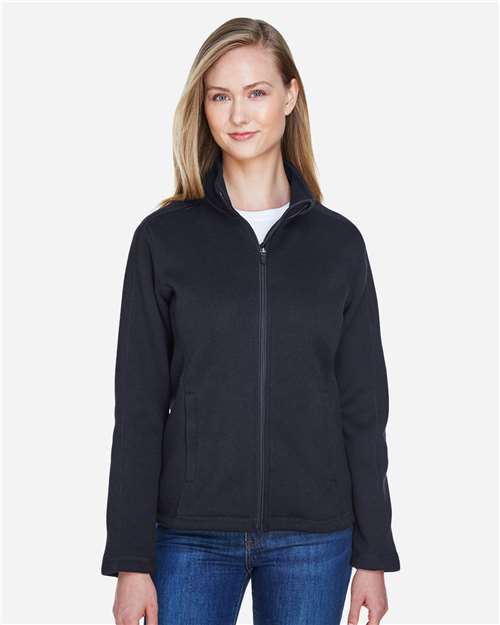 Devon & Jones Women's Bristol Full-Zip Sweater Fleece Jacket - DG793W Black