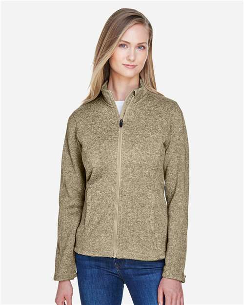 Devon & Jones Women's Bristol Full-Zip Sweater Fleece Jacket - DG793W Khaki Heather