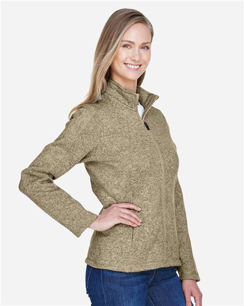 Devon & Jones Women's Bristol Full-Zip Sweater Fleece Jacket - DG793W Khaki Heather