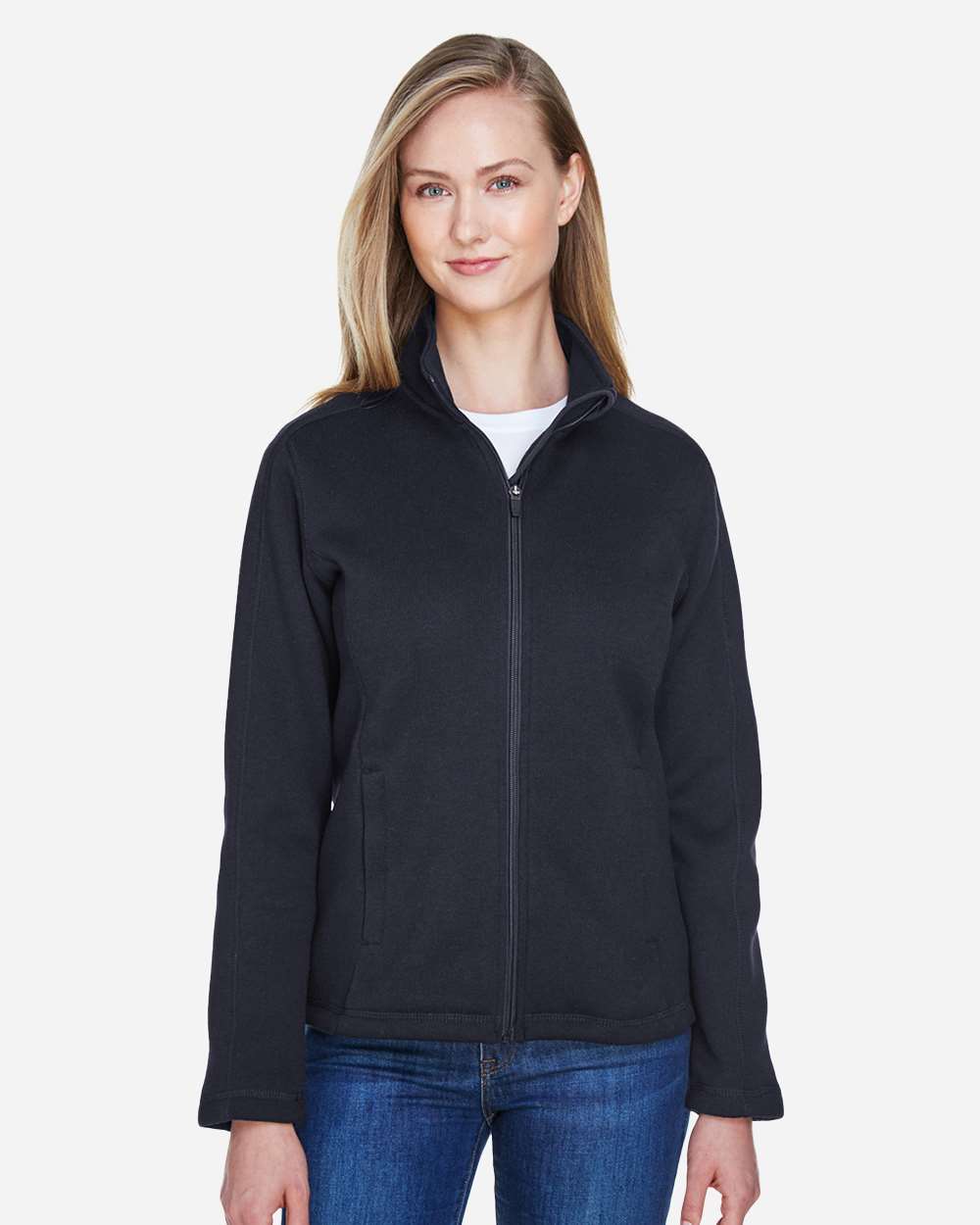 Devon & Jones Women's Bristol Full-Zip Sweater Fleece Jacket - DG793W Black