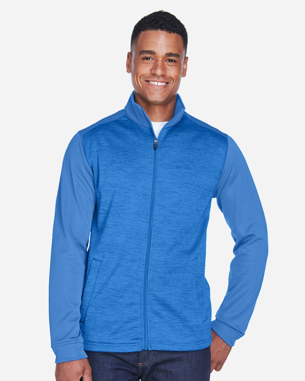 Devon & Jones Men's Newbury Colorblock Mélange Fleece Full-Zip jacket - DG796