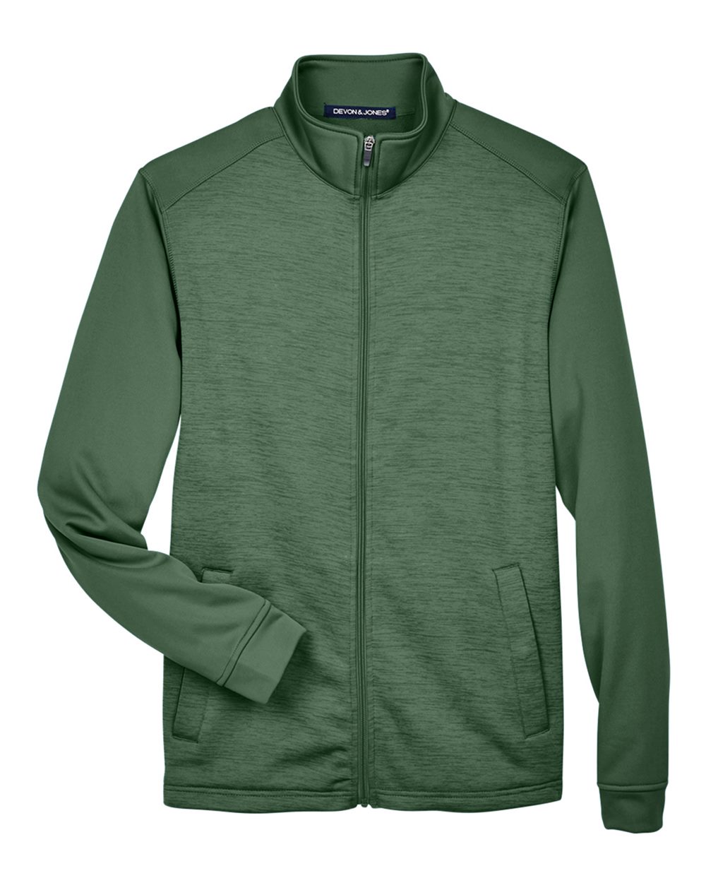 Devon & Jones Men's Newbury Colorblock Mélange Fleece Full-Zip jacket - DG796 Forest- Forest Heather