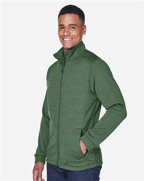 Devon & Jones Men's Newbury Colorblock Mélange Fleece Full-Zip jacket - DG796 Forest- Forest Heather