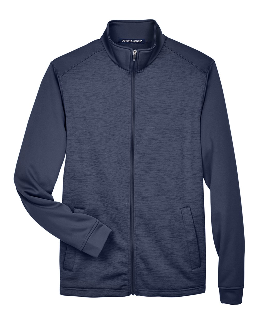 Devon & Jones Men's Newbury Colorblock Mélange Fleece Full-Zip jacket - DG796 Navy- Navy Heather