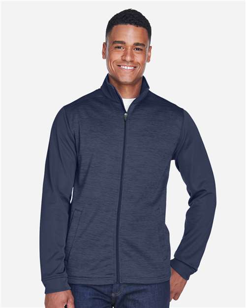 Devon & Jones Men's Newbury Colorblock Mélange Fleece Full-Zip jacket - DG796 Navy- Navy Heather
