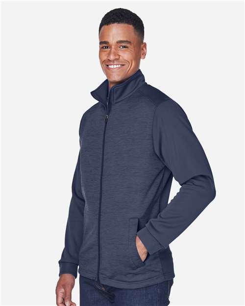 Devon & Jones Men's Newbury Colorblock Mélange Fleece Full-Zip jacket - DG796 Navy- Navy Heather