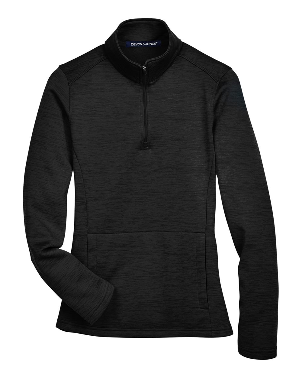 Devon & Jones Women's Newbury Mélange Fleece Quarter-Zip Pullover - DG798W Black Heather