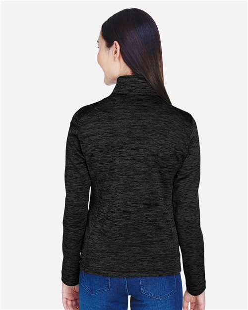 Devon & Jones Women's Newbury Mélange Fleece Quarter-Zip Pullover - DG798W Black Heather