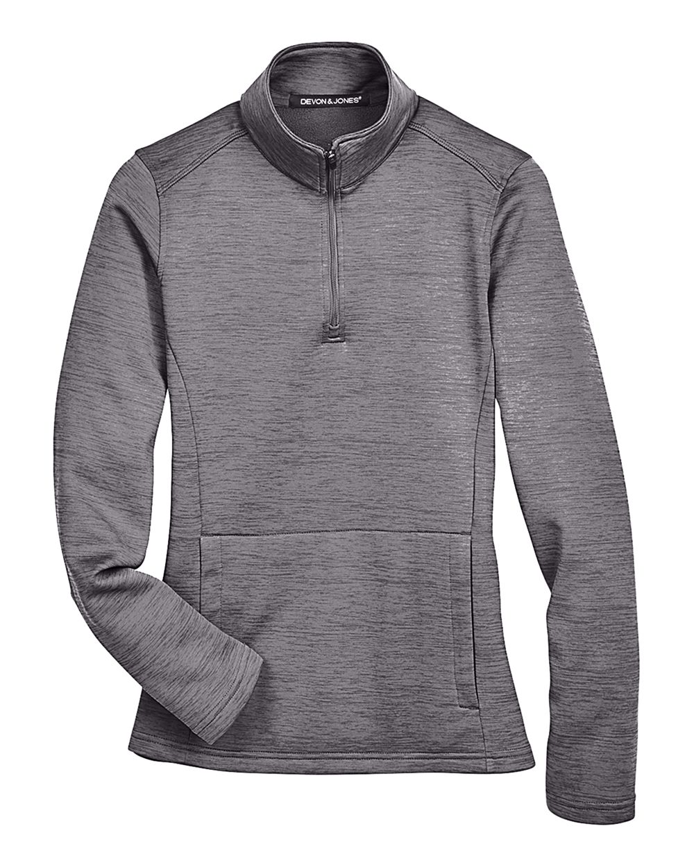 Devon & Jones Women's Newbury Mélange Fleece Quarter-Zip Pullover - DG798W Dark Grey Heather