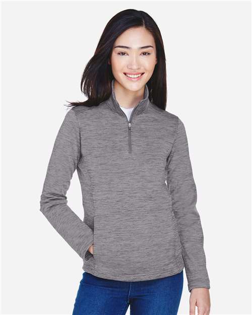 Devon & Jones Women's Newbury Mélange Fleece Quarter-Zip Pullover - DG798W Dark Grey Heather