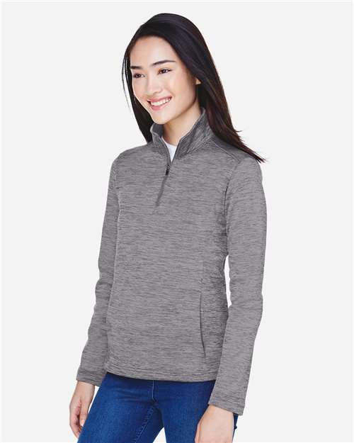 Devon & Jones Women's Newbury Mélange Fleece Quarter-Zip Pullover - DG798W Dark Grey Heather