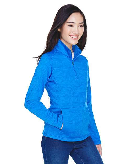 Devon & Jones Women's Newbury Mélange Fleece Quarter-Zip Pullover - DG798W French Blue Heather