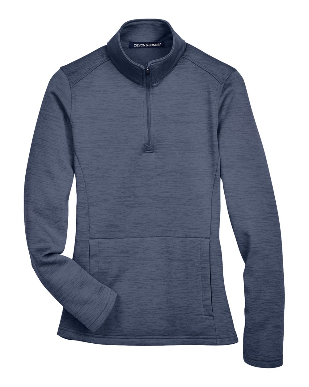 Devon & Jones Women's Newbury Mélange Fleece Quarter-Zip Pullover - DG798W Navy Heather