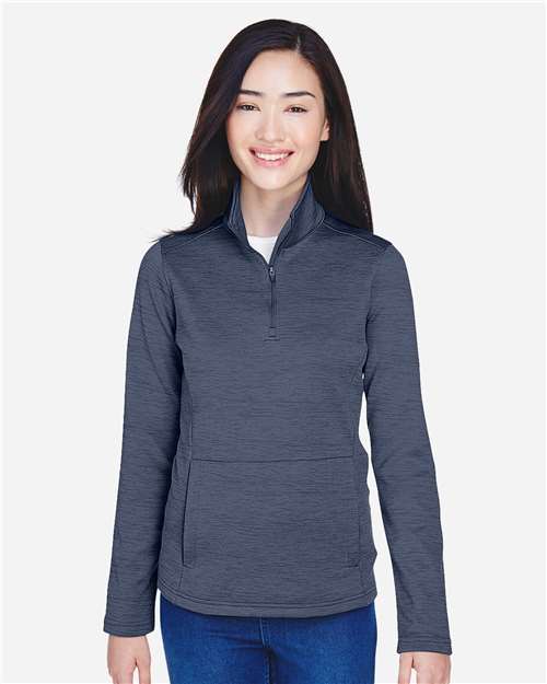 Devon & Jones Women's Newbury Mélange Fleece Quarter-Zip Pullover - DG798W Navy Heather