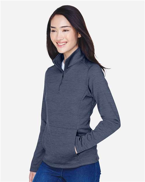 Devon & Jones Women's Newbury Mélange Fleece Quarter-Zip Pullover - DG798W Navy Heather