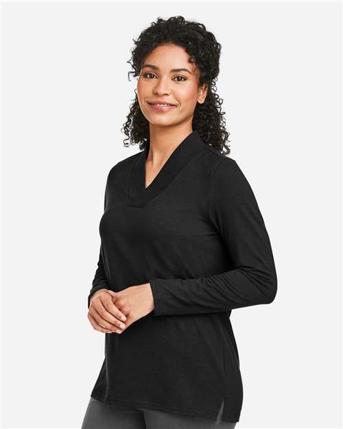Devon & Jones Women's Raleigh Shawl Collar Knit Top - DP121W Black