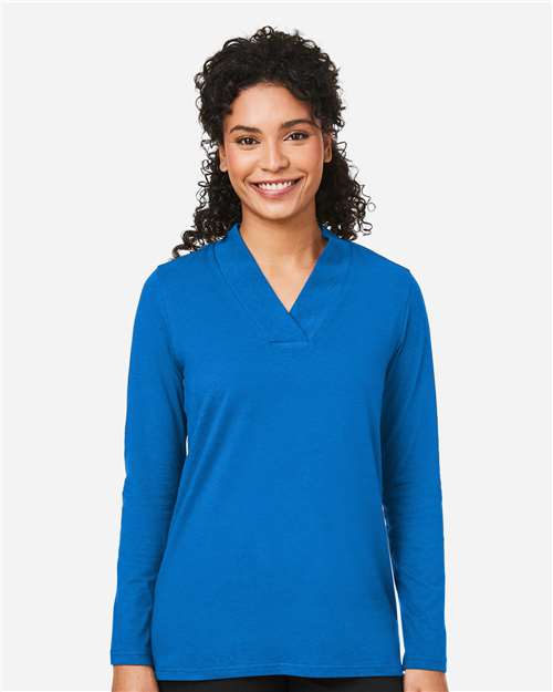 Devon & Jones Women's Raleigh Shawl Collar Knit Top - DP121W French Blue