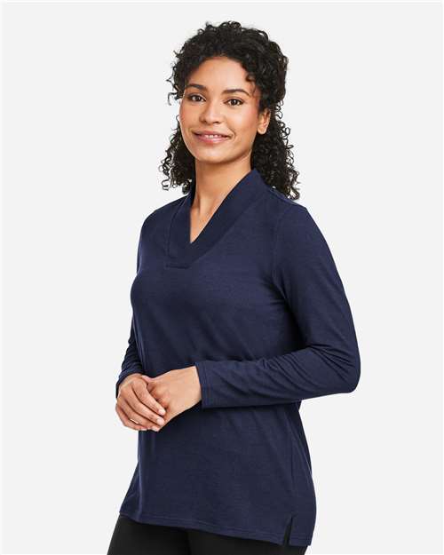 Devon & Jones Women's Raleigh Shawl Collar Knit Top - DP121W Navy