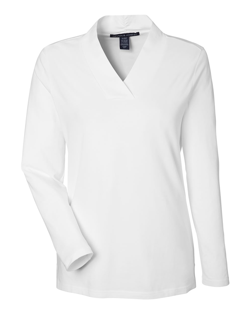Devon & Jones Women's Raleigh Shawl Collar Knit Top - DP121W White