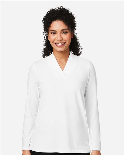 Devon & Jones Women's Raleigh Shawl Collar Knit Top - DP121W White
