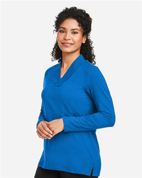 Devon & Jones Women's Raleigh Shawl Collar Knit Top - DP121W French Blue
