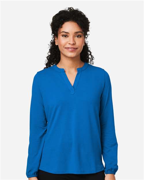 Devon & Jones Women's Raleigh Half-Placket Knit Top - DP122W French Blue
