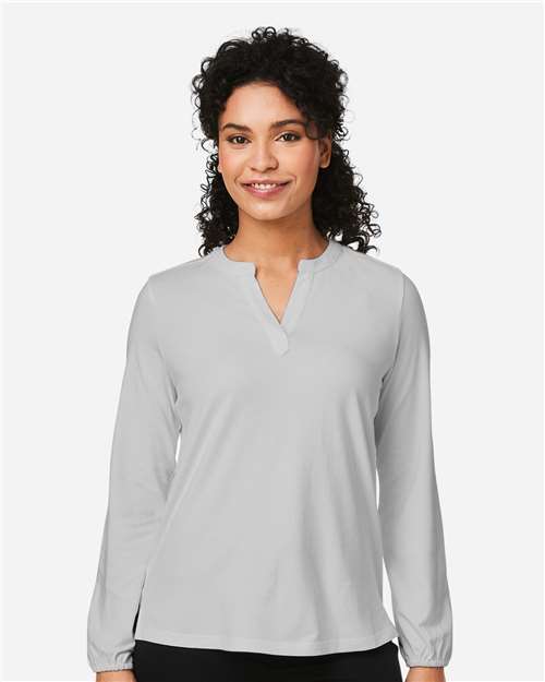 Devon & Jones Women's Raleigh Half-Placket Knit Top - DP122W Grey