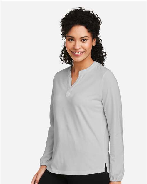 Devon & Jones Women's Raleigh Half-Placket Knit Top - DP122W Grey