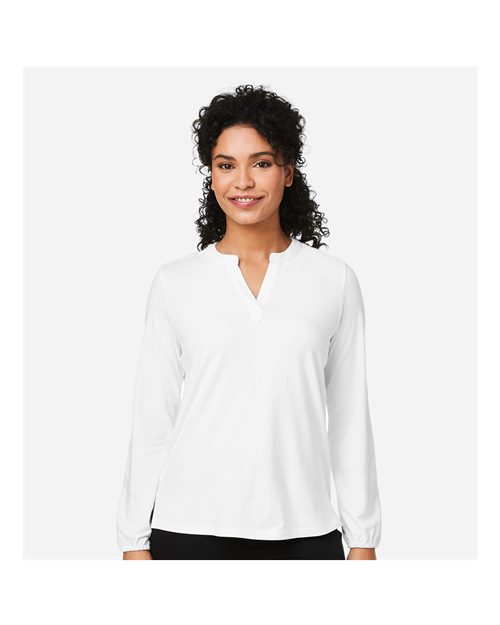 Devon & Jones Women's Raleigh Half-Placket Knit Top - DP122W White