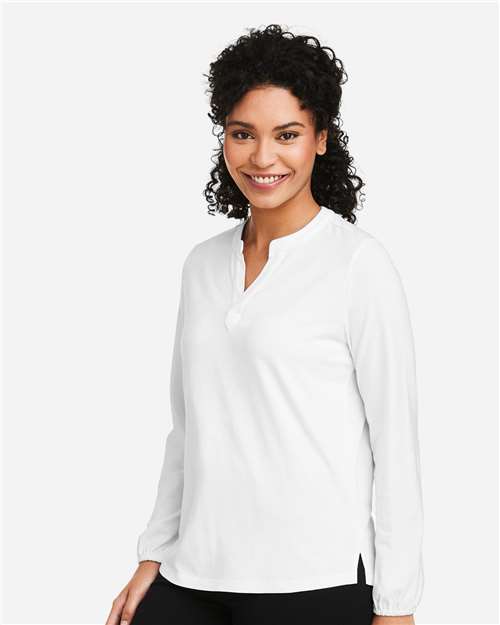 Devon & Jones Women's Raleigh Half-Placket Knit Top - DP122W White