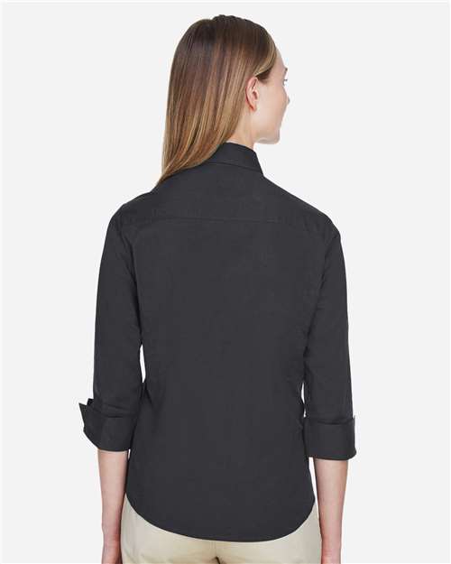 Devon & Jones Women's Perfect Fit™ Three-Quarter Sleeve Stretch Poplin Dress Shirt - DP625W Black