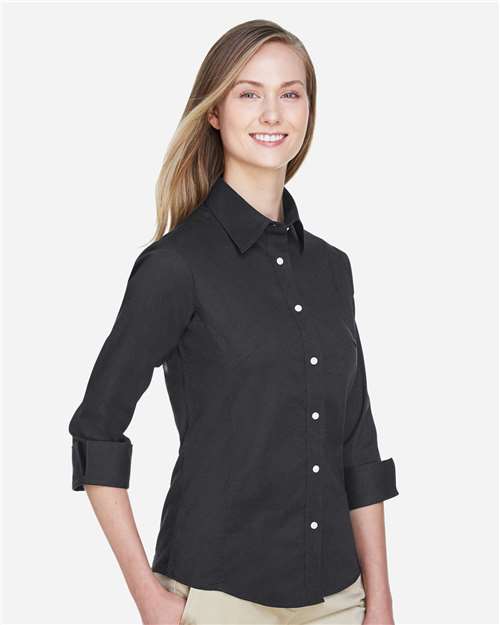 Devon & Jones Women's Perfect Fit™ Three-Quarter Sleeve Stretch Poplin Dress Shirt - DP625W Black