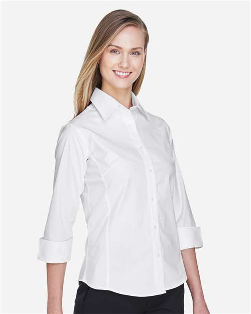 Devon & Jones Women's Perfect Fit™ Three-Quarter Sleeve Stretch Poplin Dress Shirt - DP625W White