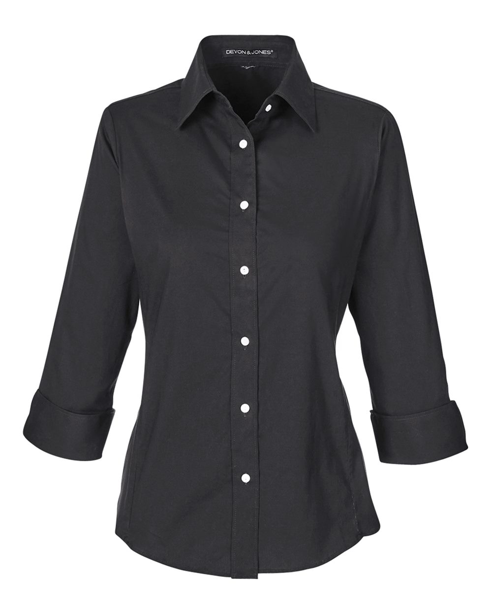Devon & Jones Women's Perfect Fit™ Three-Quarter Sleeve Stretch Poplin Dress Shirt - DP625W Black