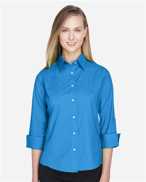 Devon & Jones Women's Perfect Fit™ Three-Quarter Sleeve Stretch Poplin Dress Shirt - DP625W French Blue