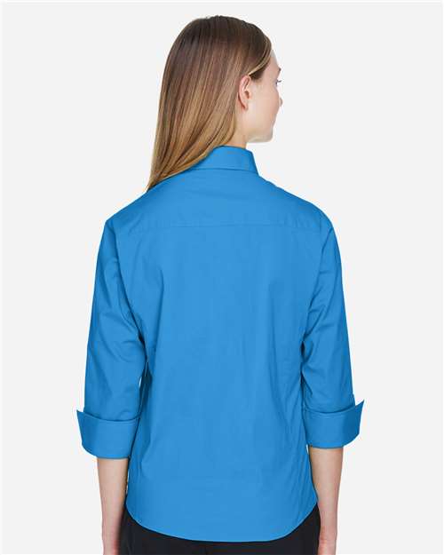 Devon & Jones Women's Perfect Fit™ Three-Quarter Sleeve Stretch Poplin Dress Shirt - DP625W French Blue