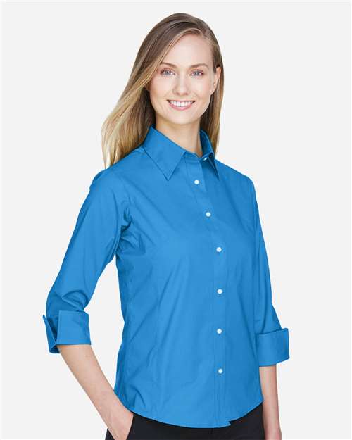 Devon & Jones Women's Perfect Fit™ Three-Quarter Sleeve Stretch Poplin Dress Shirt - DP625W French Blue
