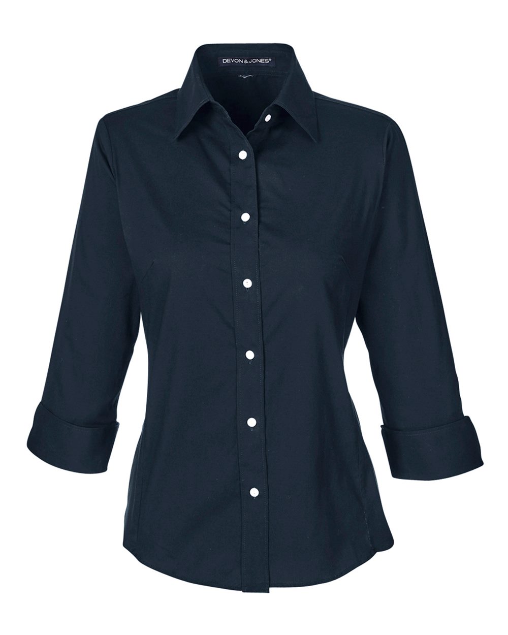 Devon & Jones Women's Perfect Fit™ Three-Quarter Sleeve Stretch Poplin Dress Shirt - DP625W Navy