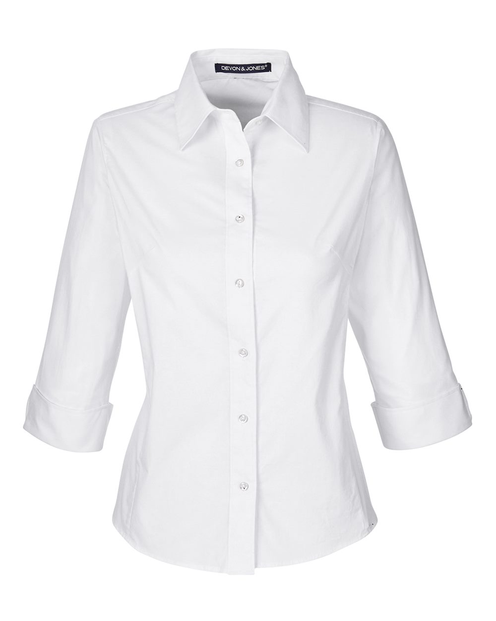 Devon & Jones Women's Perfect Fit™ Three-Quarter Sleeve Stretch Poplin Dress Shirt - DP625W White