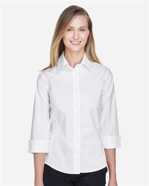 Devon & Jones Women's Perfect Fit™ Three-Quarter Sleeve Stretch Poplin Dress Shirt - DP625W White