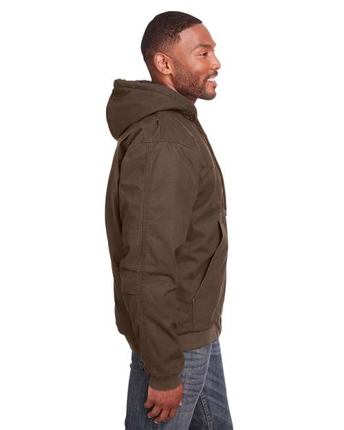 Berne Apparel Men's Heartland Washed Cotton Duck Hooded Jacket - HJ375 Bark