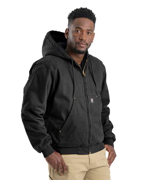 Berne Apparel Men's Heartland Washed Cotton Duck Hooded Jacket - HJ375 Black