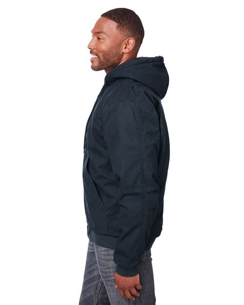 Berne Apparel Men's Heartland Washed Cotton Duck Hooded Jacket - HJ375 Black